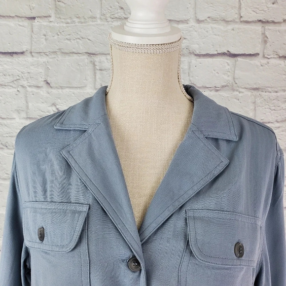 Max Jeans Shirt Jacket Slate Blue Sz S NWT - Picture 3 of 12